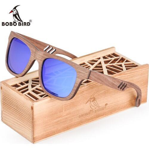 BOBO BIRD Wood Women Sunglasses Men oculos de sol feminino Sun Glasses in Wooden Gift Box lentes de sol mujer V-AG029