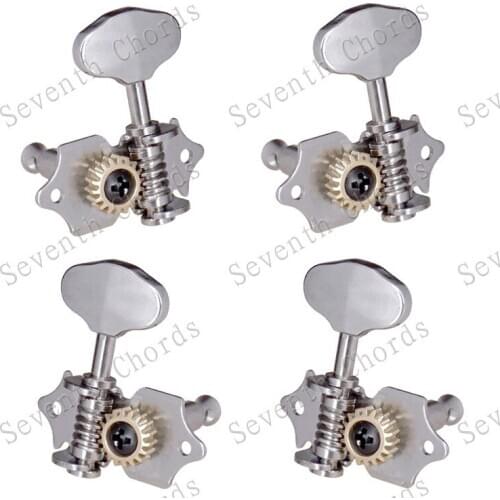 A Set 2R2L Chrome Vintage Gear Ratio 1:18 Open Gear Tuning Pegs Keys Tuners Machine Head For Ukulele 4 String Guitar