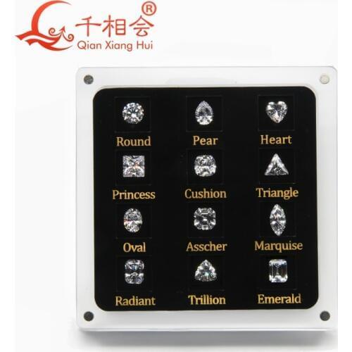 12 shapes of cubic zirconia loose gemstone display tools box diamond tester master set