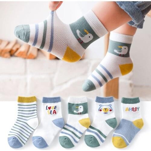 5Pairs/lot 1-5Y Infant Baby Socks Baby Socks for Girls Cotton Mesh Cute Newborn Boy Toddler Socks Baby Clothes Accessories