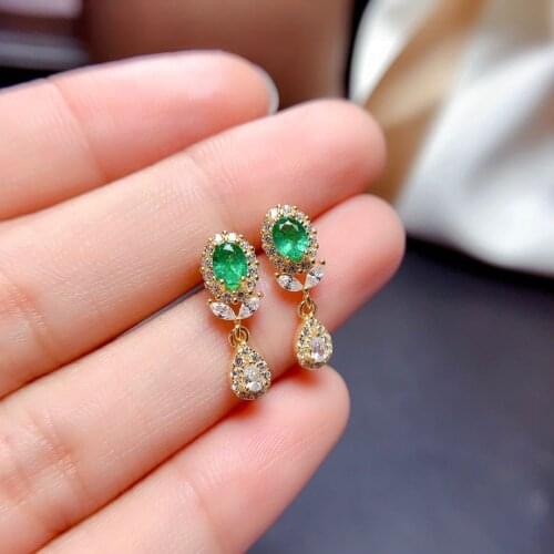 New Exquisite Drop Earrings for Women Party Dating Luxury Round-shaped Color Treasure Green Stone Female Christmas Gift