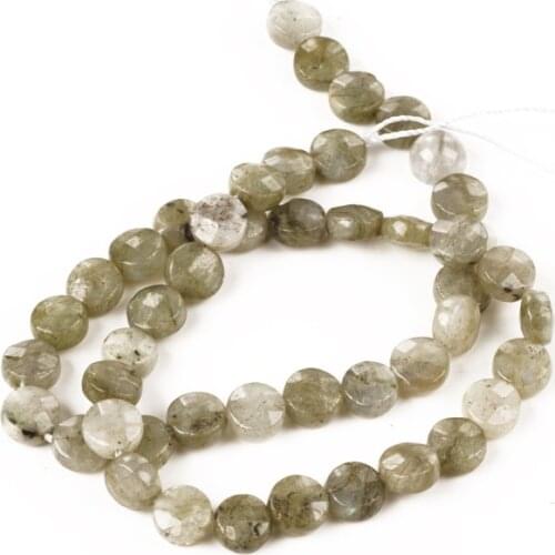 Bulk Natural Natural Stone Labradorite Faceted Flat Round Beads Loose Beads for Jewelry Making 8mm DIY Bracelet Necklace