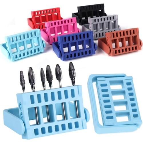 Display Organizer Acrylic Manicure Tool Stand Full Beauty 16 Slots Holder Container Case Storage Box For Nail Drill Bit Files