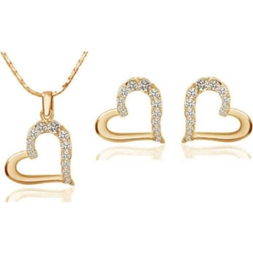 Heart Necklace Earrings fashion jewelry sets dropshipping classic promotion quality Brand wedding Bride gifts lover zircon