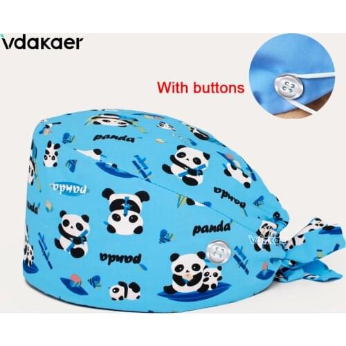Pet medical Scrub pharmacist clinic hat Dentist lab cap nurse Surgical working caps nursing hats 100% cotton with button new