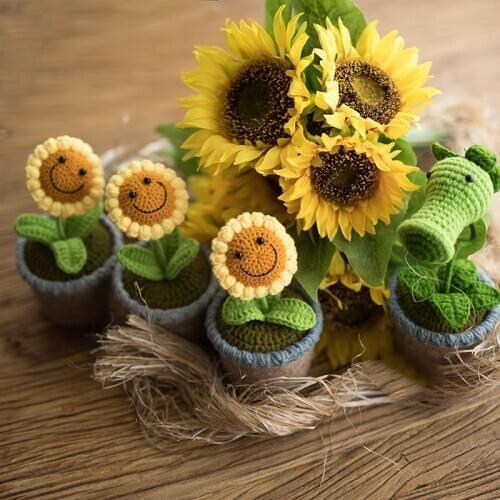 Gift decoration photo props lovely warm smile weaving sunflower photography props decorations pure hand made