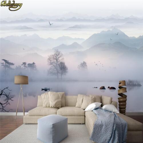 Beibehang custom Ink painting landscape scenery fog mural wallpapers for living room living room decoration 3D wall paper rolls
