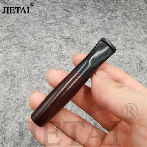 Durable Ebony Pipes Activated Carbon Filter Wood Smoking Pipes Natual Wood Smoke Mouthpiece Cigarette Holder