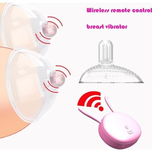 Remote Control Vibrating Pump Suction Cup Electric Breast Bullet Vibrator 10 Speeds Tongue Lick Nipple Massager Sucker for Woman