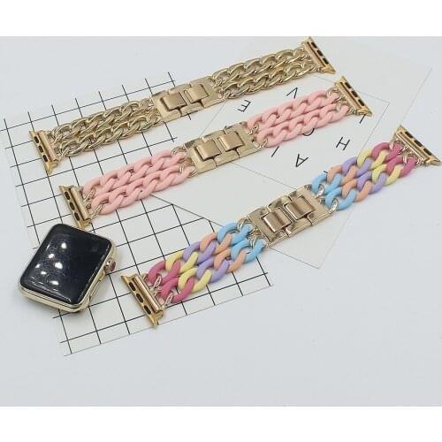 Resin Spliced Metal Starp For iWatch 6/5/4/3/2/1 For apple watch Band 44mm 40mm 42mm 38mm Wristband Silicone watchband UTHAI A97