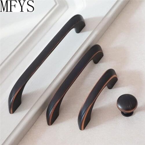 MFYS 2.5'' 3.78'' Zinc Alloy Furniture Handle Oil Rubbed Bronze Cabinet Pulls Drawer Handles Smooth Kitchen Fittings Hardware