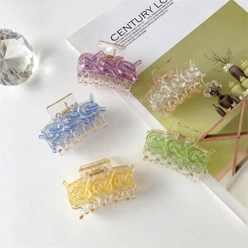 Acrylic Hair Claw Geometric Hairpin Candy Color Knotted Decorative Hair Clip Resin Chain Catch Clip Hair Clamp Hair Accessories