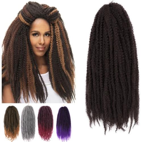18inch Marley Braids Hair Synthetic Soft Kinky Twist Hair Ombre Brown Grey Crochet Braiding Hair Extensions For Women