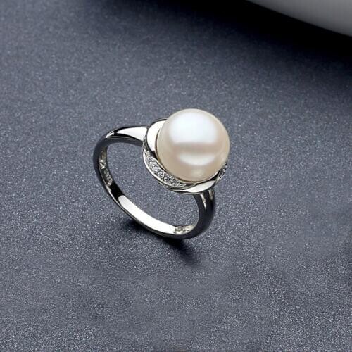 Sinya 925 Sterling Silver Ring Pearl Diameter 10-11mm Classical Women Girls Mother 2021 New Arrival Hot Sale