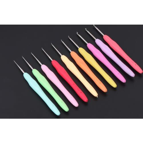 1PC Metal Knitting Needles Crochet Hooks Tool With Ergonomic Grips 0.5-2.75mm