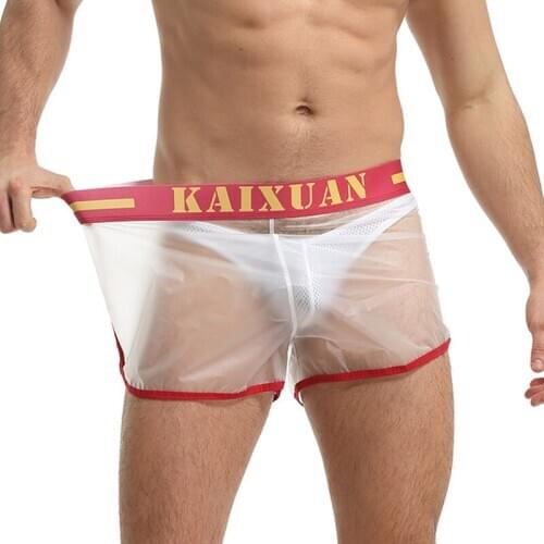 New Mens Underwear Transparent Boxer Shorts Quick Drying Sexy Mens Shorts Trunks Casual Sports Beachwear Fashion Gay Underpants