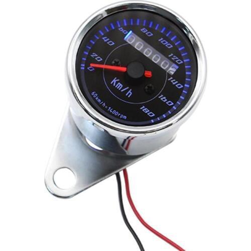 Universal DC 12V Blue LED Backlight Indicator Retro Motorcycle Odometer Speedometer 0-180km/h Speed Meter Gauge