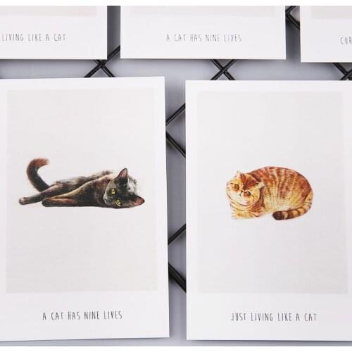 30 Sheets Cat Paintings Retro Vintage Postcard Christmas Gift Card Wish Poster Cards C5AE