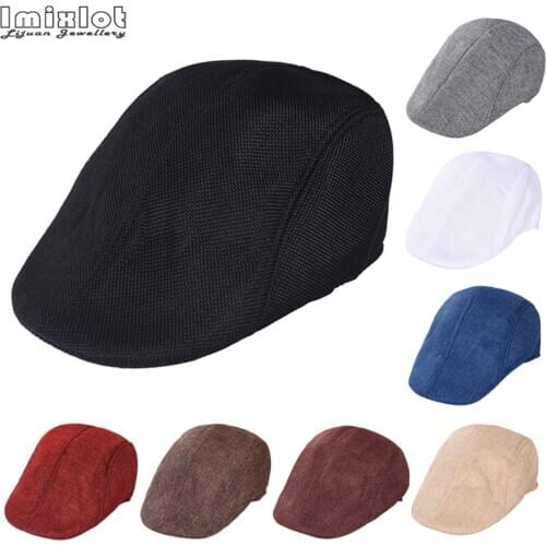 Summer Beret Caps Outdoor Sun Breathable Bone Brim Hats Womens Mens British Style Cotton Linen Flat Berets Cap Hat