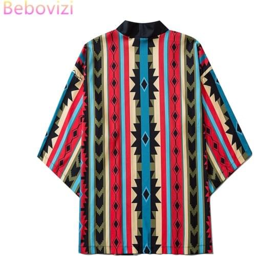2021 Fashion Summer Color Stripes Loose Japanese Streetwear Cardigan Women Men Harajuku Haori Kimono Cosplay Blouse Top Yukata