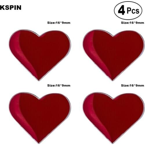 Red Heart Lapel Pin Badge Brooch Icons 4pcs