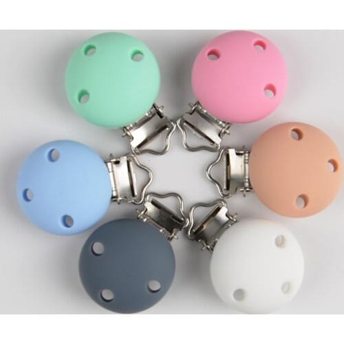 1pc New Round Shaped Pacifier Bead Bead Clip DIY Clasps Nipple Tool Clip Toy wooden Baby Teether teething Silicone Accessories