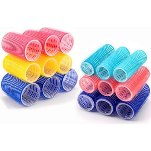 12pcs/set Self Grip Holding Hair Rollers Hairdressing Curlers Sticky Cling Air Bang Rods Wave Fluffy Styling Hairdresser 1531