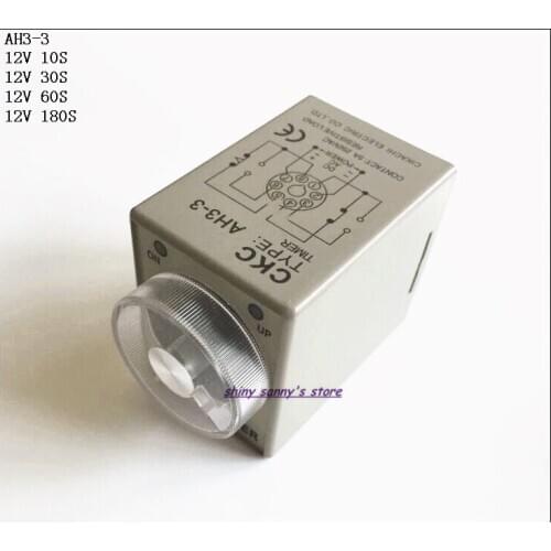 2pcs/Lot AH3-3 DC12V 10S/30S/60S/180S Power On Delay Timer Time Relay 12VDC 0-10/30/60/180 seconds 8 Pins Brand New