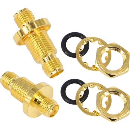 2PCS brand new SMA female socket bulkhead panel mount O-ring straight RF connector