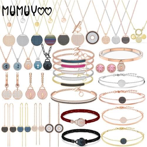 2020 SWA 1:1 Fashion Jewelry High Quality,Classical Pink Blue Lock Design Magnolia Double-Sided Wearable Drawstring Bracelet