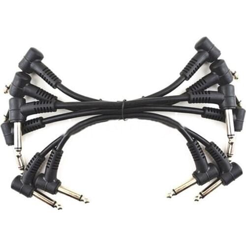 6 x Electric Guitar Cables 6 inch 1/4 Right Angle Effect Pedal Patch Cord Black