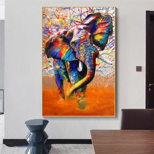 Abstract Colorful Elephant Wall Art Posters And Prints Animals Graffiti Art Canvas Paintings Nordic Wall Picture For Living Room