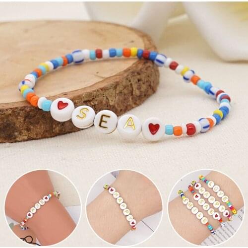 2021 Trend Summer Beach Bracelet For Women Bohemian Multicolor Letter Beads Bracelet Pulsera Jewelry Gift