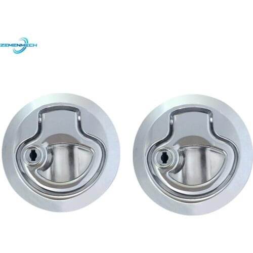 2PCS Zinc Alloy Chrome Finished Flush Latch Flush Pull Latches Slam Lift Handle Deck Boat Accessories Marine Hardware Kayak