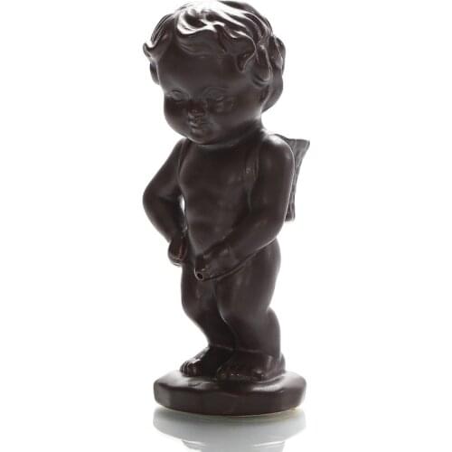 Incense-n-Wish Manneken Pis Boy Backflow Incense Burner Ceramic Aroma Air Vaporize Stove Purple Sand Vintage Handicraft Souvenir