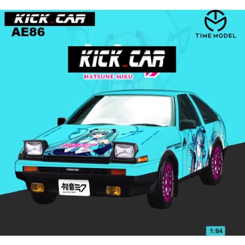 Time Model 1/64 Japanese JDM Style Itasha AE86 Diecast Rear Wing Diecast Toy 1:64 Model Car GT Collection Vehicle with Case