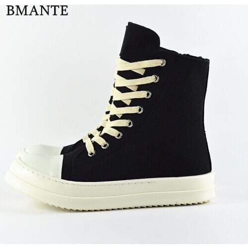 Bmante Men Shoes Canvas Lace Up Zipper Luxury Trainers Sneakers for men Brand Dark Goth Owen Mens Sneakers Genuine Leather 2020