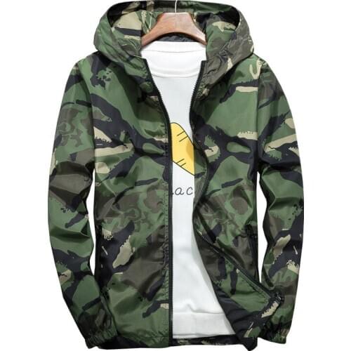 Mens Casual Camouflage Hoodie Jacket New Autumn Clothes Mens Hooded Military Windbreaker Coat Male Outwear HH185