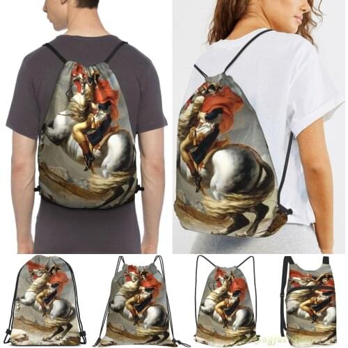 Napoleon Crossing The Alps Men Outdoor Travel Gym Bag Waterproof Drawstring Backpack Women Fitness Swimming Bag