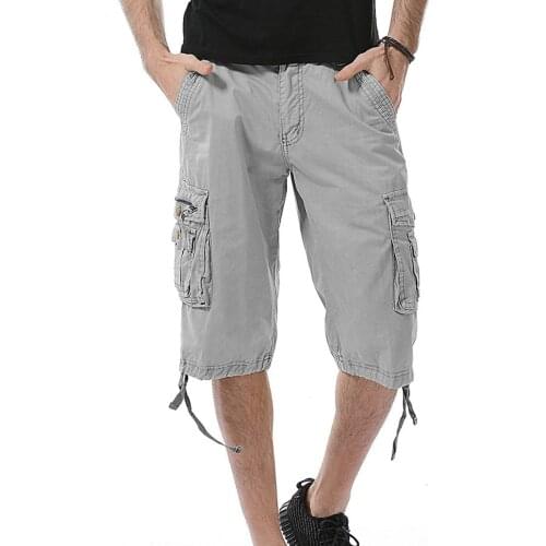 Mens Summer Casual Outdoor All-match Shorts Mens Casual Pure Color Outdoors Pocket Beach Work Trouser Cargo Shorts Pant