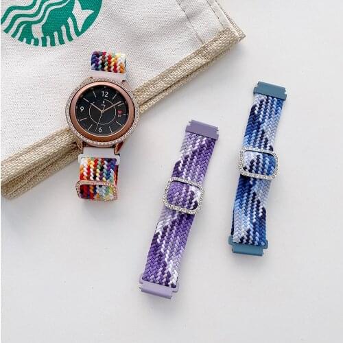 20mm 22mm Nylon Braided Adjustable Elastic watchband for Samsung Galaxy watch 3 active 2 Gear S3 bracelet Huawei GT2 Pro strap