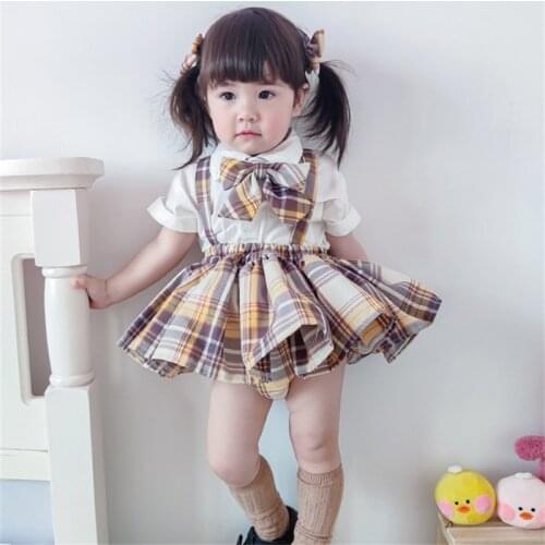 2021 New Baby Girl Skirt Suit Children Summer Clothes Kids Strap Skirt+Bow 2 Pieces Toddler Super Cute Tutu Skirt 0 1 2 3 4 Year