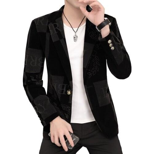 2021 autumn and winter new high-quality printed mens slim casual small suit jacket jacket