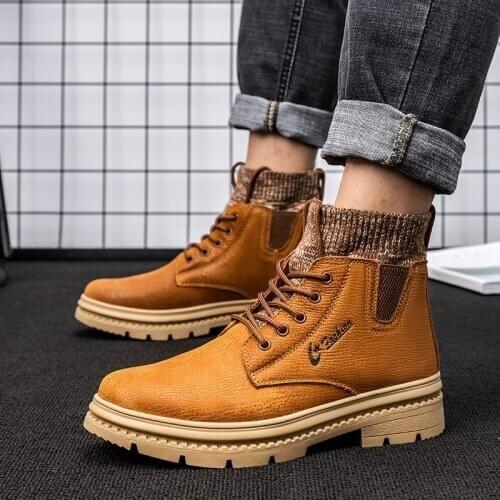 ZEEKSON New Martin Boots Trend Retro Mens Shoes Casual Fashion Mens Boots Comfortable Rubber Tooling Ankle Mens Short Boots