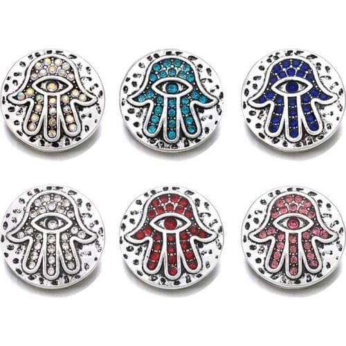 Wholesale w436 Fatima 3D 18mm 20mm metal snap button for Bracelet Necklace Interchangeable Jewelry Women accessorie findings