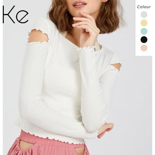 KE Autumn yoga clothes womens top sexy slim slimming sports long-sleeved high-waist fitness clothes T-shirt running training