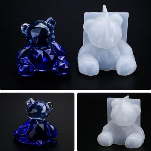 P0RF 3D Bear Ornaments Epoxy Resin Mold Aromatherapy Plaster Silicone Mould DIY Crafts Car Pendant Decorations Mold