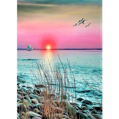 SNA Scenery DIY Diamond Painting Full Round Resin Mosaic Landscape Diamond Embroidery Picture Rhinestone Home Decor Gift