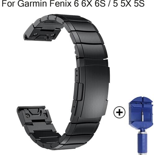 26 22 mm Quick Release Easy Fit Stainless steel Watch Wrist band Strap for Garmin Fenix 6X 6 5X 5 5Plus 3HR S60 D2 Smart watch