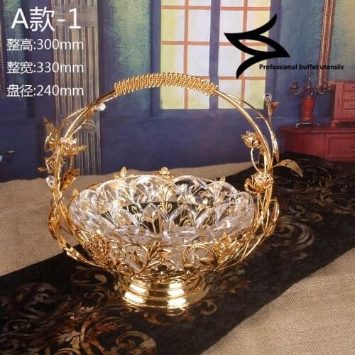 Christmas Modern European Style Restaurant Luxury Glass Melon Seeds Candy Snacks Dessert Fruit Basket Fruit Tray
